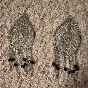 Elegant Silver and Black Dangle Earrings